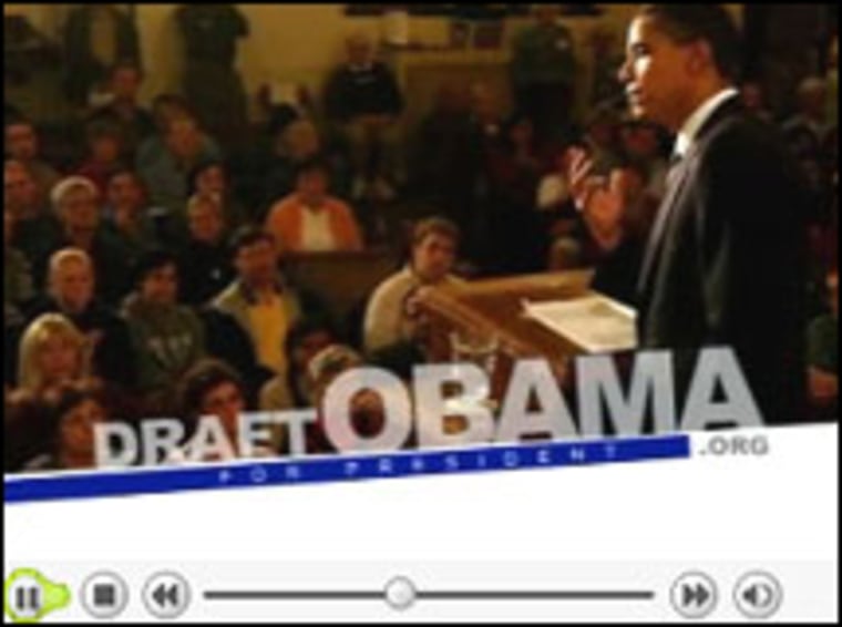 The 2008 campaign ad season has kicked off with a "Draft Obama" commerical set to run in New Hampshire through Christmas day.